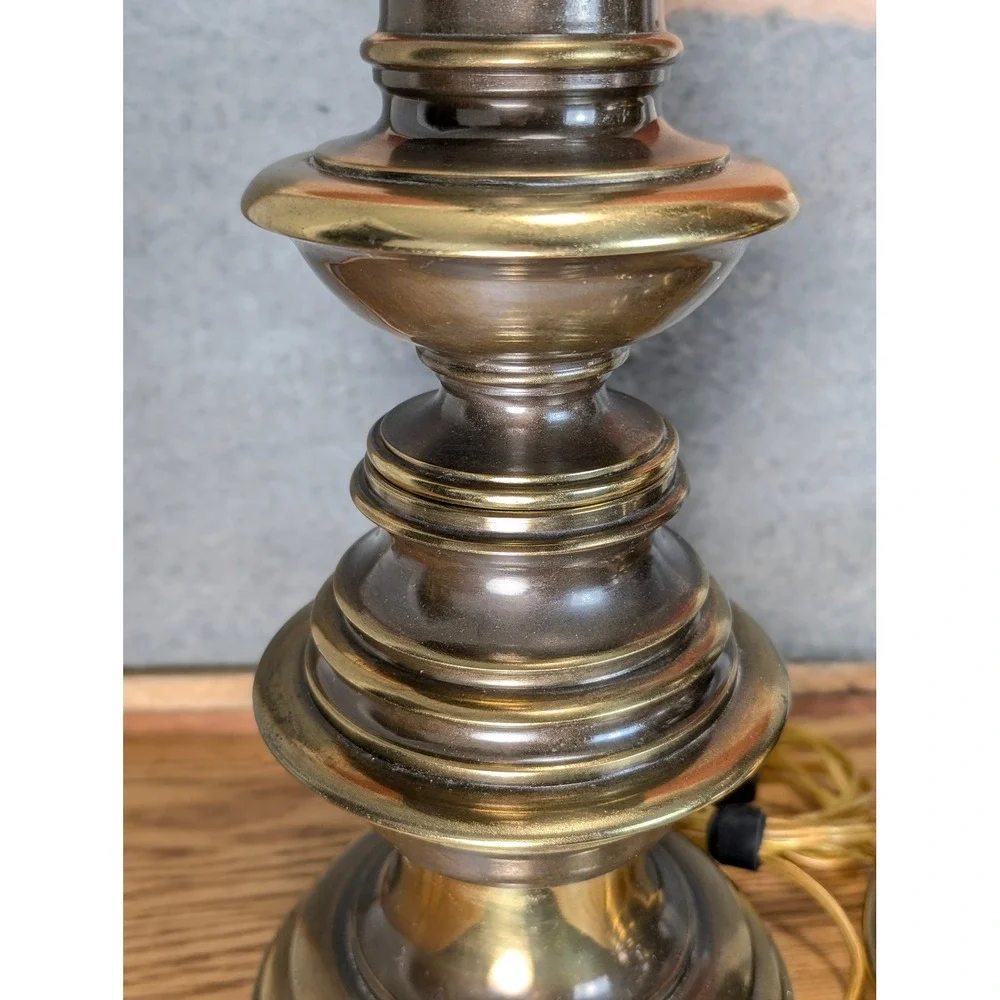 Vintage Westwood Industries Brass Stiffel Style Table Lamps Pair Hollywood Glam